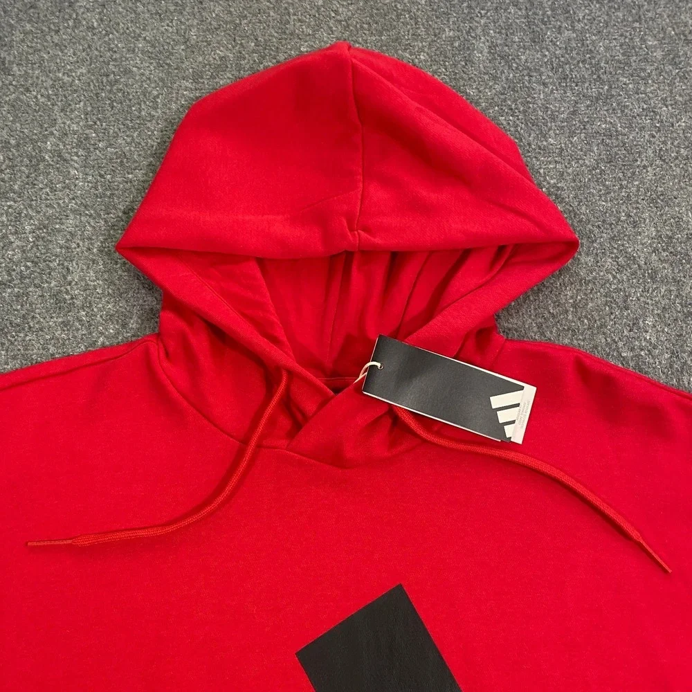 Adidas Trefoil Big Logo Sweatshirt Hoodie Adult Large Red Black  Fleece Pullover
